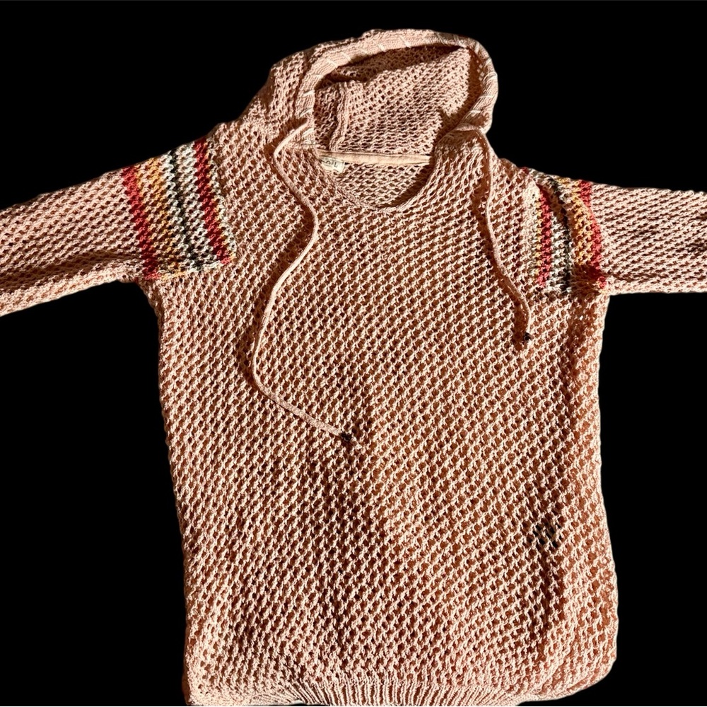 POL Pink and Red Cowl Neck Sweater with Textured Knit